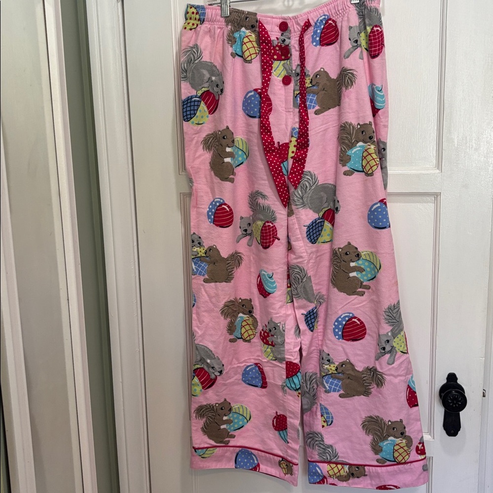 Nick & Nora Rare Pink chipmunk print flannel pajamas x large - Picture 8 of 11